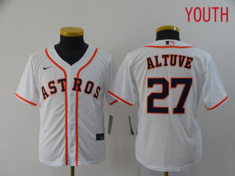 Youth Houston Astros #27 Altuve White Nike Game MLB Jerseys